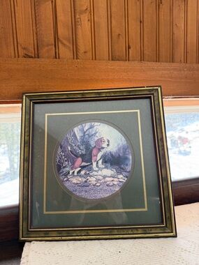 Framed Beagle Print with Green Mat and Gold Accent Don Easterwood